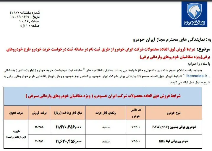 پیش فروش و فروش جدید ۲ محصول ایران خودرو  آغاز شد+جزئیات