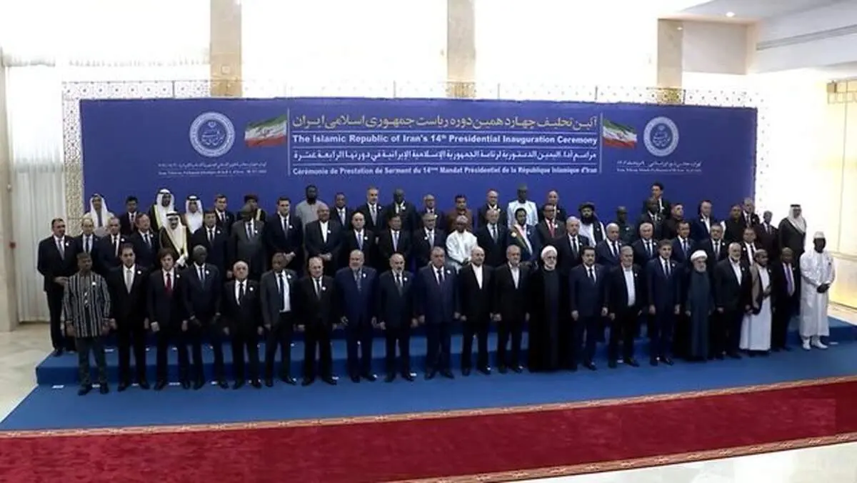 عکس یادگاری مقامات کشورهای خارجی با رئیس جمهور ایران در مراسم تحلیف
