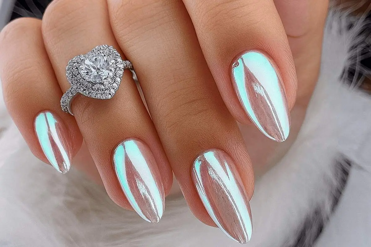 لاک ناخن کروم جواهری با رنگ و دیزای های شیک
