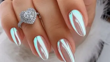 لاک ناخن کروم جواهری با رنگ و دیزای های شیک
