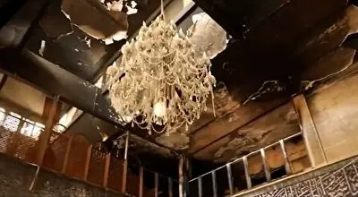 تصاویر سوزاندن مسجدی که رئیسی امام جماعتش بود/ویدیو 