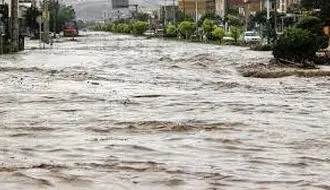 جاری شدن رودخانه در کهنوج کرمان پس از بارندگی‌های شدید + ویدئو