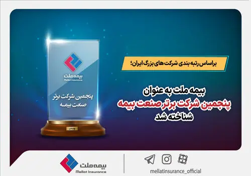 حق بیمه تولیدی بیمه ملت به مرز ۱۹ همت رسید

