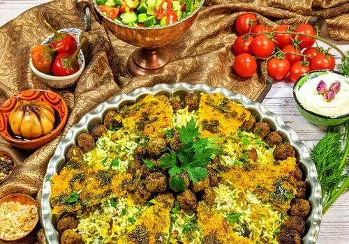 طرز تهیه کلم پلو با مرغ شیرازی