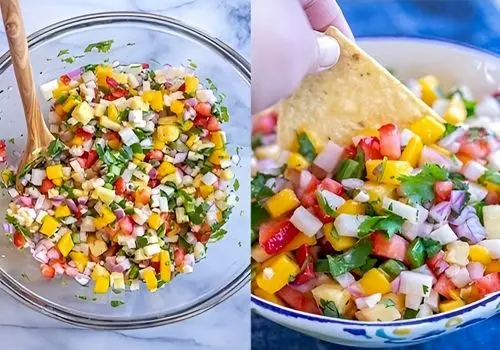 سالسا میوه با چیپس ذرت ؛ ساده ، رنگی و دوست داشتنی
