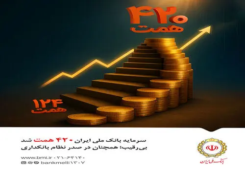 افزایش سرمایه بی‌سابقه در نظام بانکی کشور/ سرمایه بانک ملی ایران به ۴۲۰ همت رسید