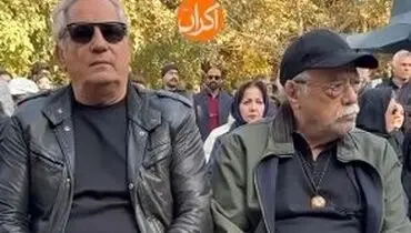 اکبر زنجانپور و مجید مظفری در مراسم تشییع هادی مرزبان/ویدیو 