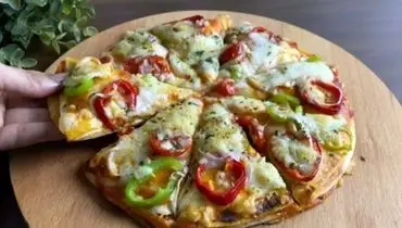 متفاوت ترین پیتزای ۴ لایه با نان ترتیلا + فیلم/ طرز تهیه پیتزای ۴ لایه سبزیجات بدون نیاز به فر