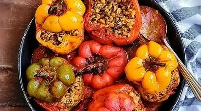 آموزش دلمه فلفل دلمهای/  شاهکار رنگین و مغذی آشپزی ایرانی+ویدیو