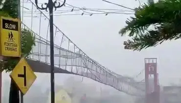 لرزش پل معلق فیلیپین در پی طوفان شدید فانگ‌وونگ + فیلم