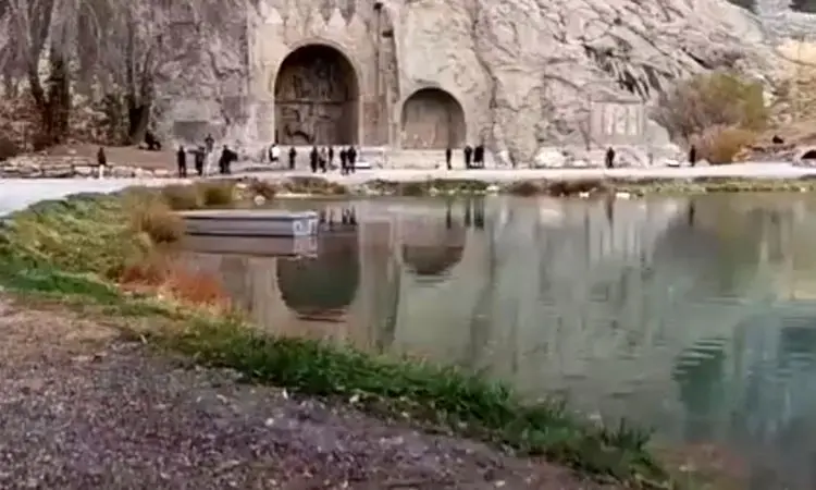 جوشش دوباره چشمه طاق‌بستان؛ کرمانشاه زیباتر شد+ فیلم 