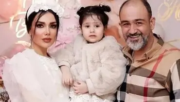 مهران غفوریان با انتشار عکسی خانوادگی از همسر و دخترش ابراز عشق کرد!