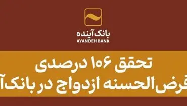 تحقق 106 درصدی وام قرض‌الحسنه ازدواج در بانک‌آینده
