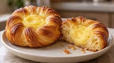 طرز تهیه شیرینی دانمارکی گرد با کرم کاسترد وانیلی