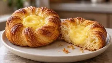طرز تهیه شیرینی دانمارکی گرد با کرم کاسترد وانیلی