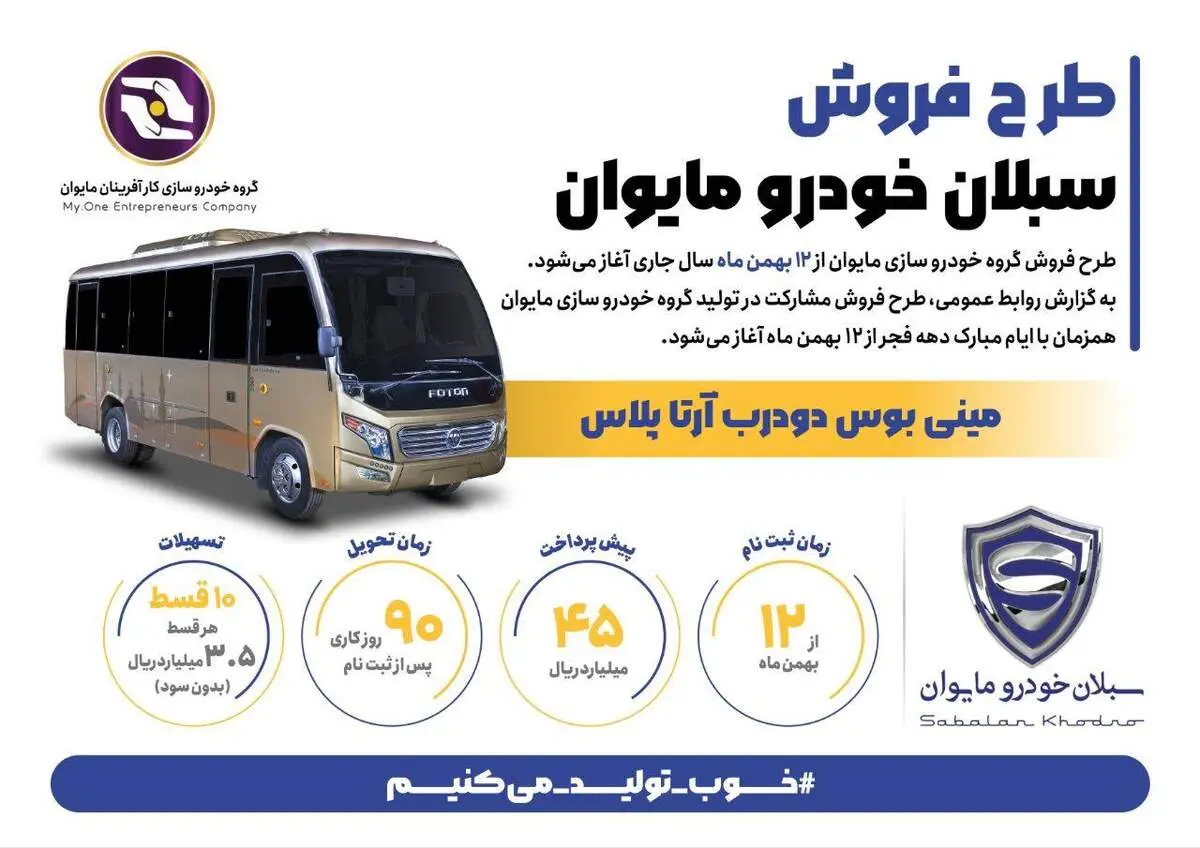 طرح فروش سبلان خودرو مایوان