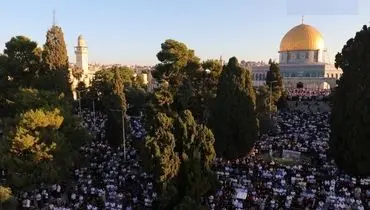 اقامه نماز عید فطر در مسجد الاقصی+ فیلم