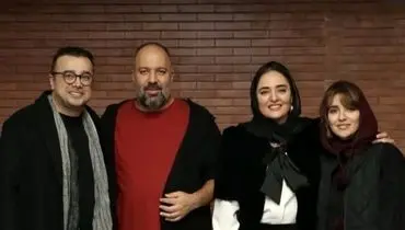 قاب مشترک هنرمندان در سالن نمایش؛ وقتی کمند امیرسلیمانی و علی اوجی مهمان تئاتر می‌شوند!