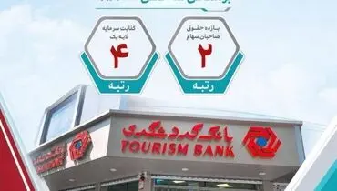 بانک گردشگری در جمع ۵ بانک برتر کشور قرار گرفت