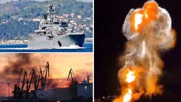 اصابت نفسگیر موشک اوکراینی به کشتی جنگی روسیه+تصاویر