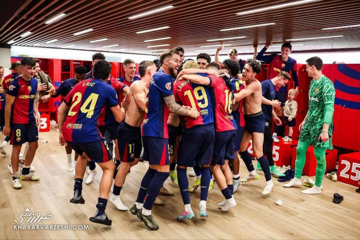 وضعیت رختکن بارسلونا پس از فتح ال‌کلاسیکو+ عکس