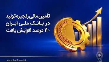 تأمین مالی زنجیره تولید در بانک ملی ایران ۴۰درصد افزایش یافت
