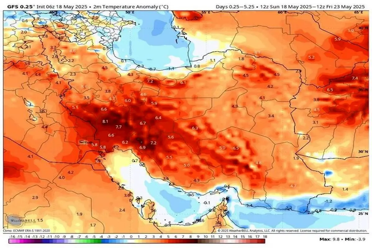 رکوردشکنی دما در ایران/ ثبت ۵۱.۵ درجه در بوشهر