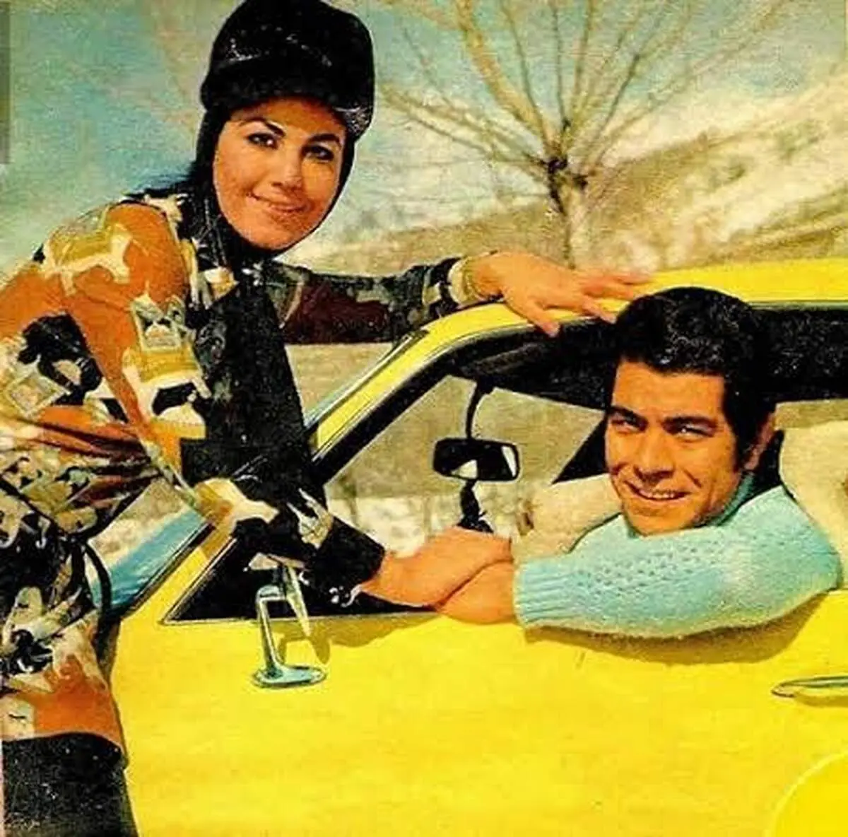 بهروز وثوقی و پوری بنایی در پشت صحنه فیلم قدیمی «خداحافظ تهران» + عکس
