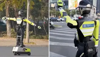 نوآوری چینی؛ ربات‌های انسان‌نما پشت چراغ قرمز + فیلم