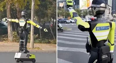 نوآوری چینی؛ ربات‌های انسان‌نما پشت چراغ قرمز + فیلم