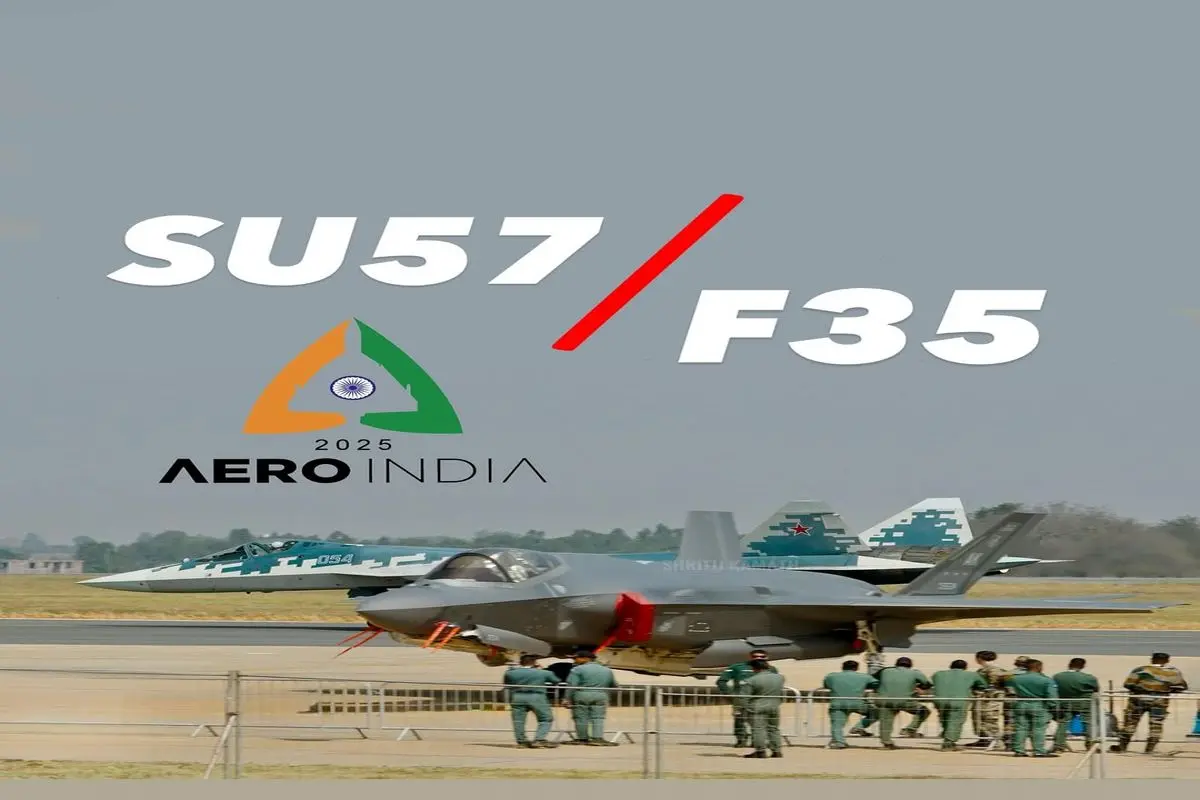 سوخو 57 و اف 35  در AeroIndia 2025 + فیلم