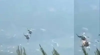 لحظه برخورد مرگبار دو هلیکوپتر در یونان + فیلم