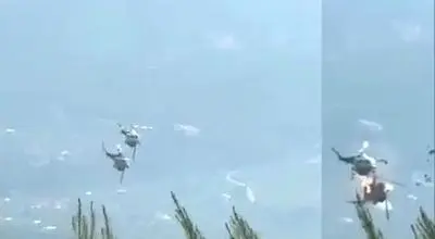 لحظه برخورد مرگبار دو هلیکوپتر در یونان + فیلم