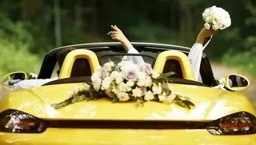 اجرای سرود سلام فرمانده توسط عروس و داماد در ماشین عروس+ فیلم
