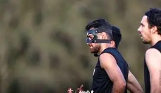 همه نگاه‌ها به ماسک خاص پورعلی‌گنجی در تمرین/ویدیو 