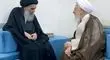 دیدار و گفت‌وگو آیت‌الله جوادی آملی با آیت‌الله سیستانی در نجف اشرف