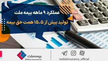 عملکرد ۹ ماهه بیمه ملت؛ تولید بیش از ۱۵.۵ همت حق بیمه
