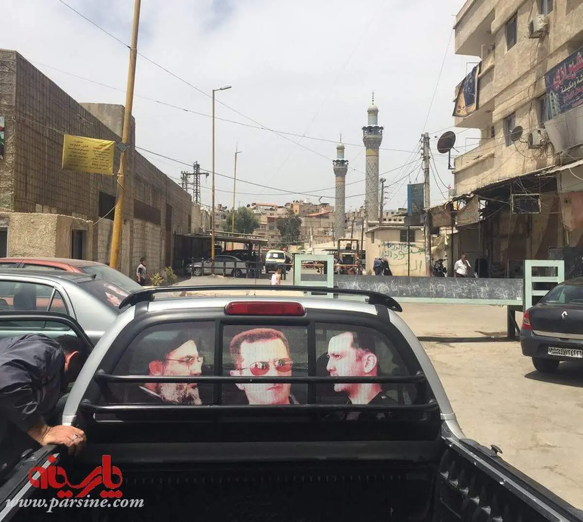 پشت نویسی خودروهای حامی حکومت بشار اسد/دمشق