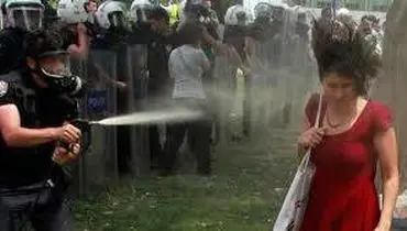 حکم عجیب دادگاه ترکیه برای پلیسی که به "زن قرمزپوش" گاز فلفل زد:پلیس باید 600 درخت بکارد