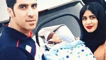 سلفی والیبالیست معروف با نوزادش!