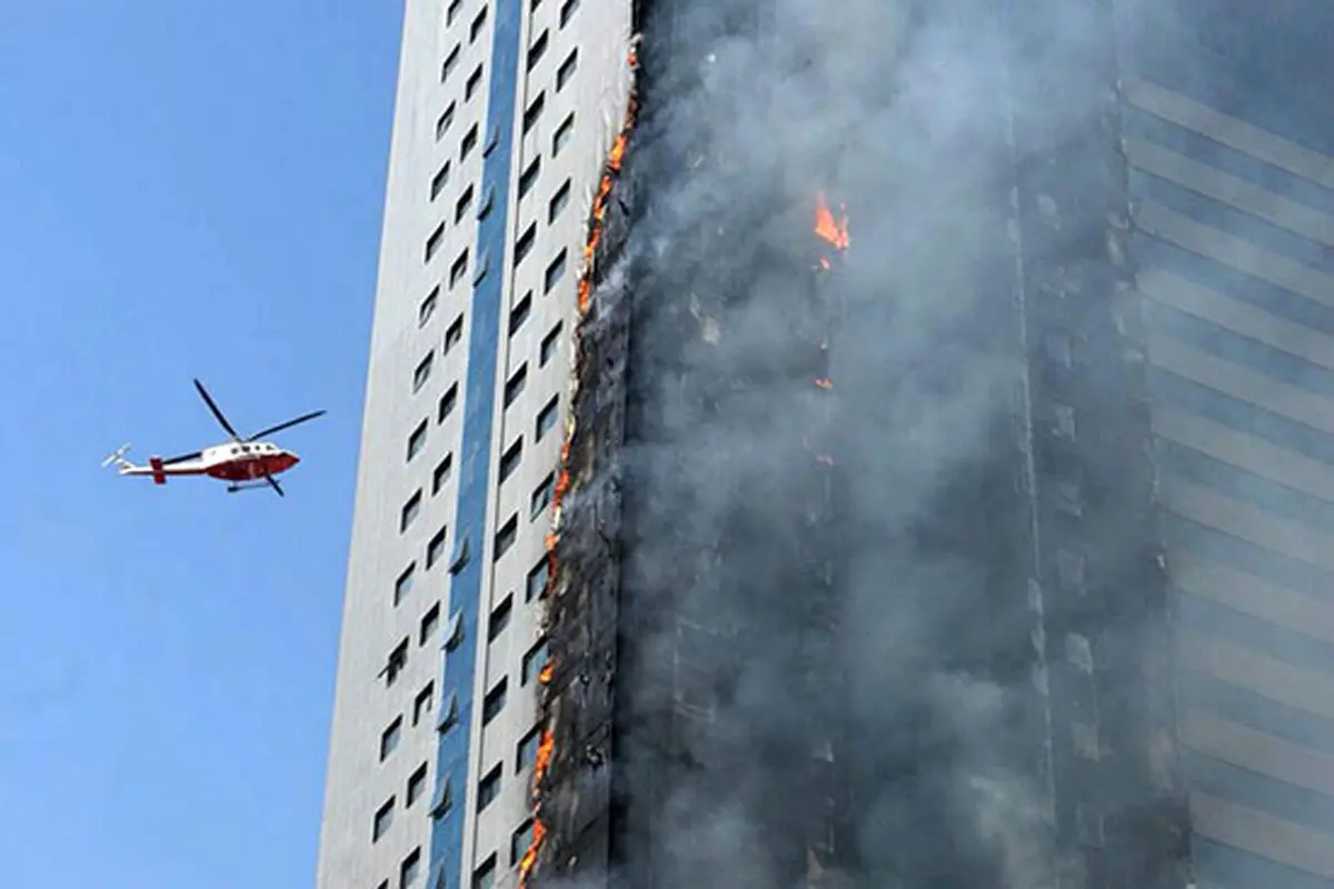 عکس: آسمان‌خراش دوبی در آتش