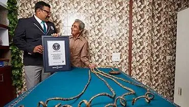 یک هندی رکورد بلندترین ناخن دنیا را شکست + عکس