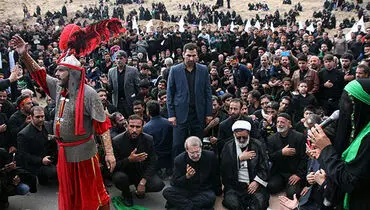 عکس: علی لاریجانی در تعزیه ظهر عاشورا