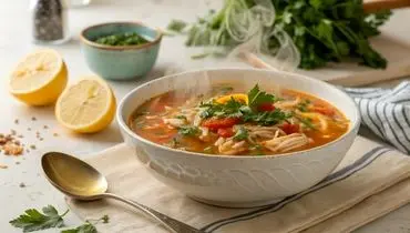 طرز تهیه سوپ مرغ با رشته سوپی؛ مقوی، خوش‌طعم و خانگی