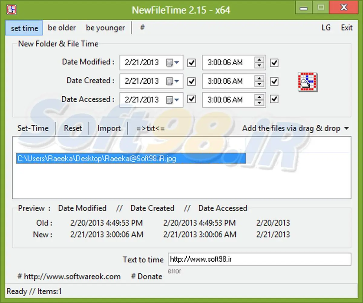 NewFileTime 2.21 x86/x64 - تغییر زمان ایجاد فایل ها و پوشه ها+دانلود وعکس