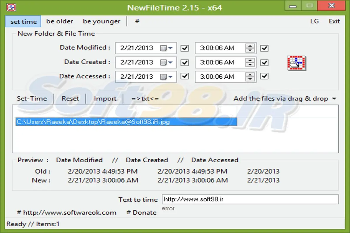 NewFileTime 2.21 x86/x64 - تغییر زمان ایجاد فایل ها و پوشه ها+دانلود وعکس