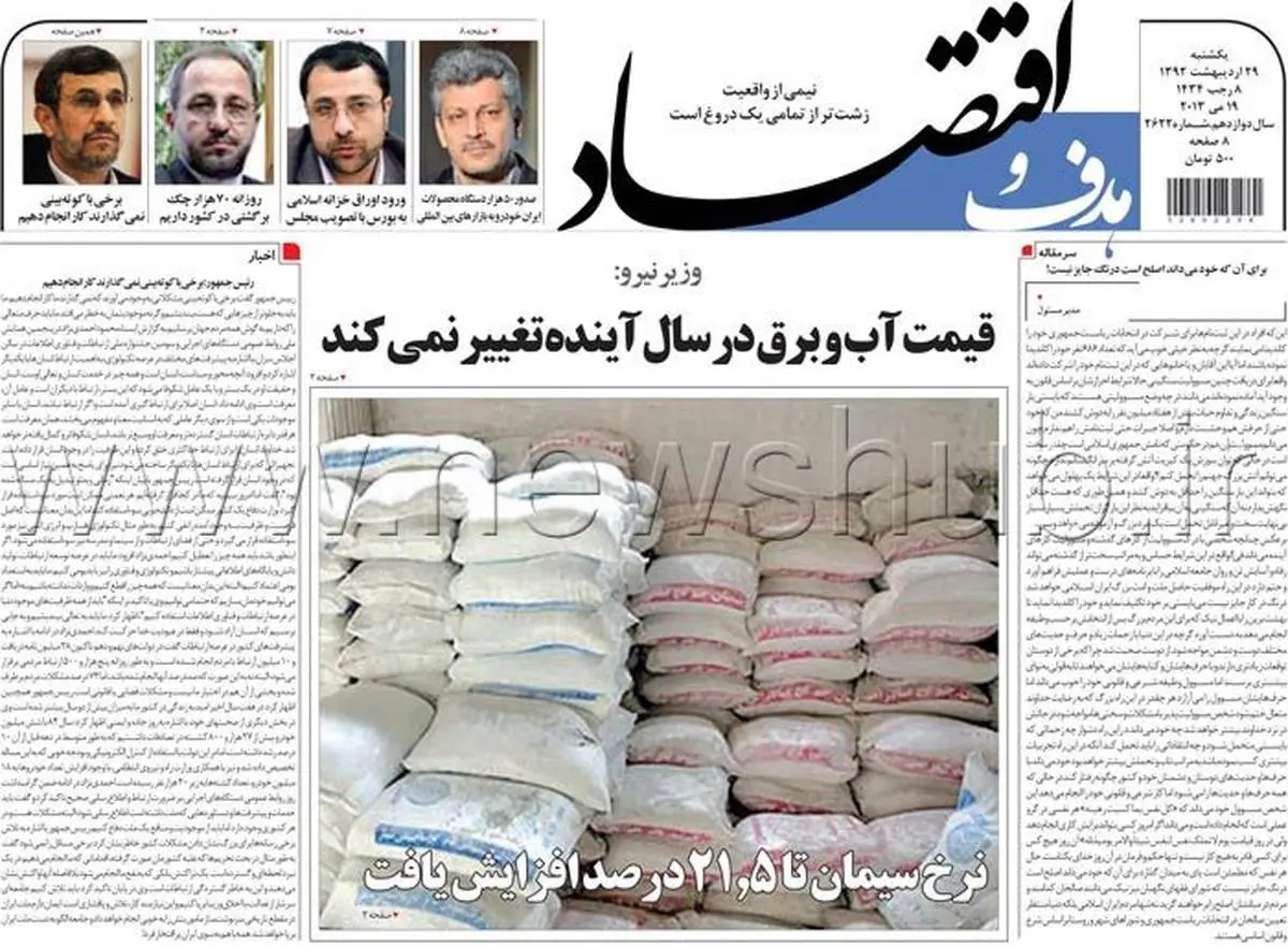 عکس/ صفحه اول روزنامه های اقتصادی