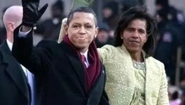 عکس/ وقتی صورت اوباما با میشل جا به جا می شود!