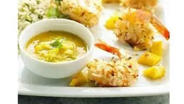 طرز تهیه میگو نارگیلی با سس انبه