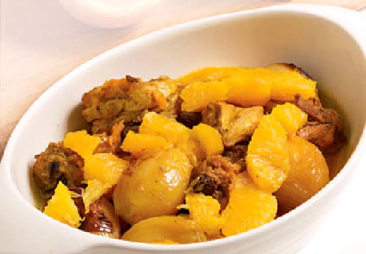 خوراك مرغ و پرتقال(غذاي كشور ازبكستان)